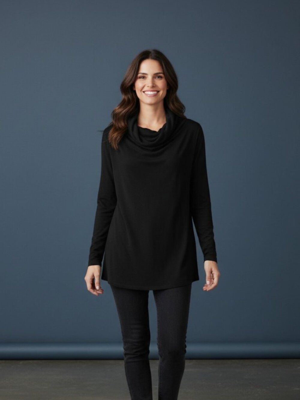 Jessica Black Cowl Neck Long Sleeve Sweater
